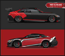 Two Racing Car Designs with Red and Black Graphics