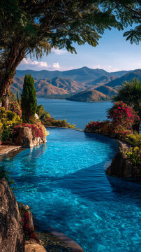 Amazing privete pool in the forest landscape view.