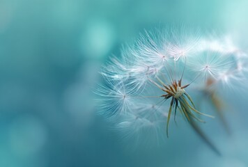 dandelion seeds on a green background