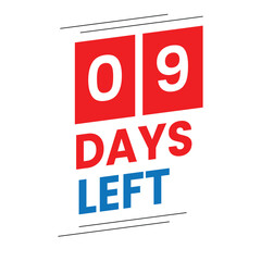  9 Days Left Reminder Design Red Vector Countdown Graphic