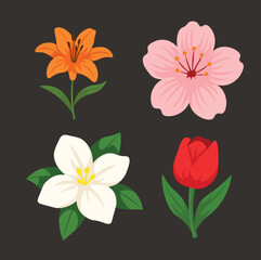 Flat Cartoon Style Flower