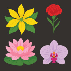 Flat Cartoon Style Flower