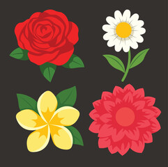 Flat Cartoon Style Flower