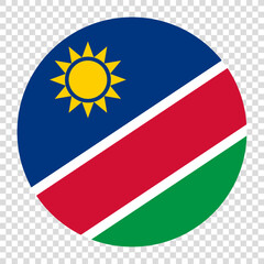 Fototapeta premium Flag of Namibia. Namibia circle flag logo icon computer vector illustration design. Transparent checkerboard background.