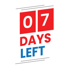  7 Days Left Reminder Design Red Vector Countdown Graphic