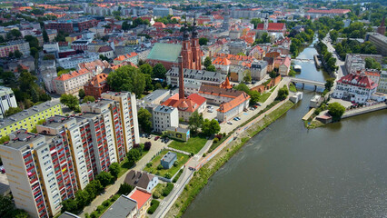 Obraz premium city ​​architecture europe drone flyover old town Opole Poland