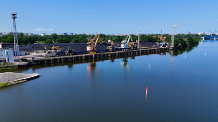 river port drone view flyover