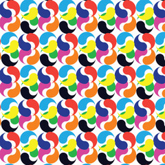 Colorful Circular Seamless Pattern for Retro Wallpaper Design