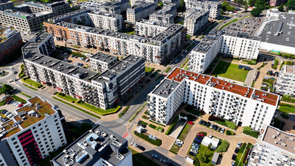city ​​district street drone view Wroclaw Poland
