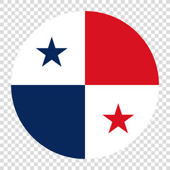 Flag of Panama. Panama circle flag logo icon computer vector illustration design. Checkerboard background.