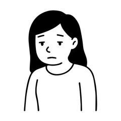 Minimalist Line Art Unhappy Woman Doodle Illustration Character