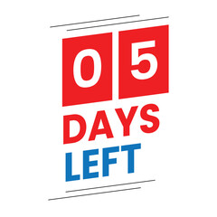  5 Days Left Reminder Design Red Vector Countdown Graphic