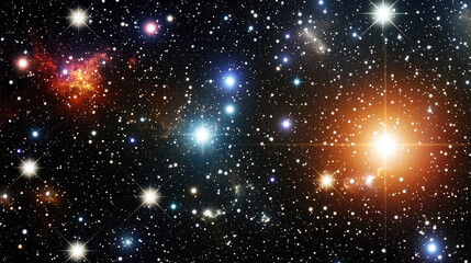 Fototapeta premium Galaxy dark night sky bursts with bright, glowing stars and a cosmic blue nebula, illustrating the vast, abstract universe