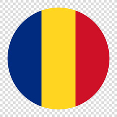 Flag of Romania. Romania circle flag logo icon computer vector illustration design. Transparent checkerboard background.