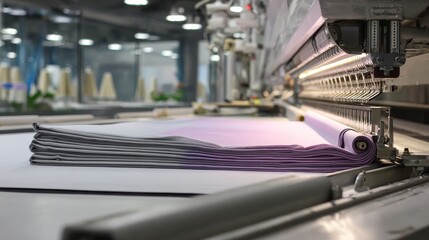 Describe how bulk fabric is fed into cutting machines before entering the sewing line. 