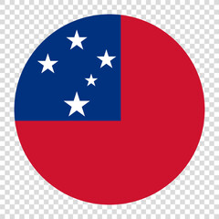 Flag of Samoa. Samoa circle flag logo icon computer vector illustration design. Checkerboard background.