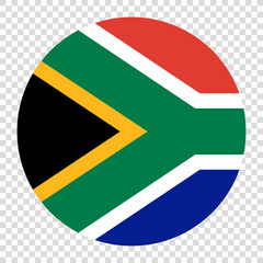 Flag of South Africa. South Africa circle flag logo icon computer vector illustration design. Checkerboard background.