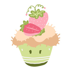 cupcake with  strawberry