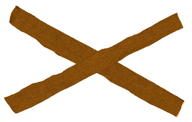 Isolated stripe of brown color cross fabric with copyspace on white background