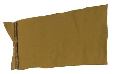 Isolated stripe of mustard color fabric with copyspace on white background