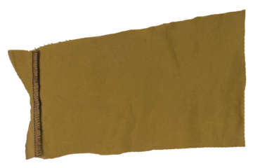 Isolated stripe of mustard color fabric with copyspace on white background