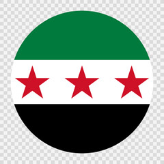 Flag of Syria. Syria circle flag logo icon computer vector illustration design. Checkerboard background.