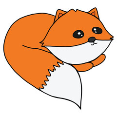 Cute hand-drawn fox in a cozy autumn scene.