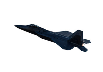 Isolated Stealth Dark F-22 Raptor Fighter Jet