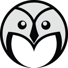 Cute Minimalist Owl Head Logo Design Within A Circular Outline