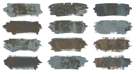 Grunge-style distressed dry brush strokes in earthy brown tones