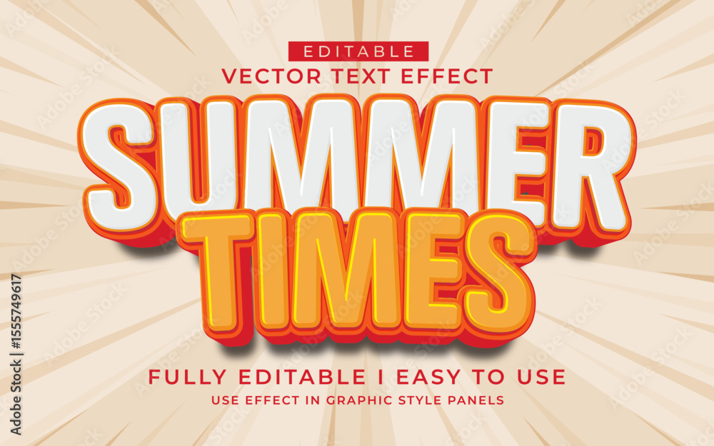 Fototapete 3d editable summer text effect typography style template