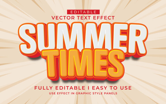 3d editable summer text effect typography style template