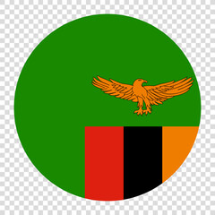Flag of Zambia. Zambia circle flag logo icon computer vector illustration design. Checkerboard background.