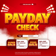 Payday Shopping  Sale discount deals Vibrant Red gradient Editable text effect Exclusive Light with Cloudy Promotion banner