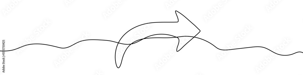 Poster black return arrow in one line art style. arrow drawing with editable stroke on white background. ve