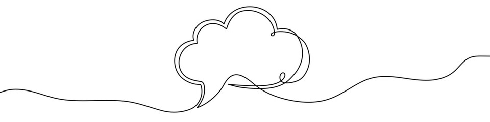 Black cloud in one line art style. Cloud drawing with editable stroke on white background. Vector illustration.