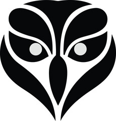 Modern Minimalist Owl Logo Abstract Black White Bird Face Icon