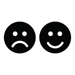 Simile and Sad Emoji Icon Vector