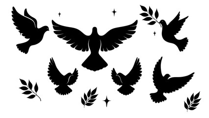 Obraz premium silhouette of dove black and white 