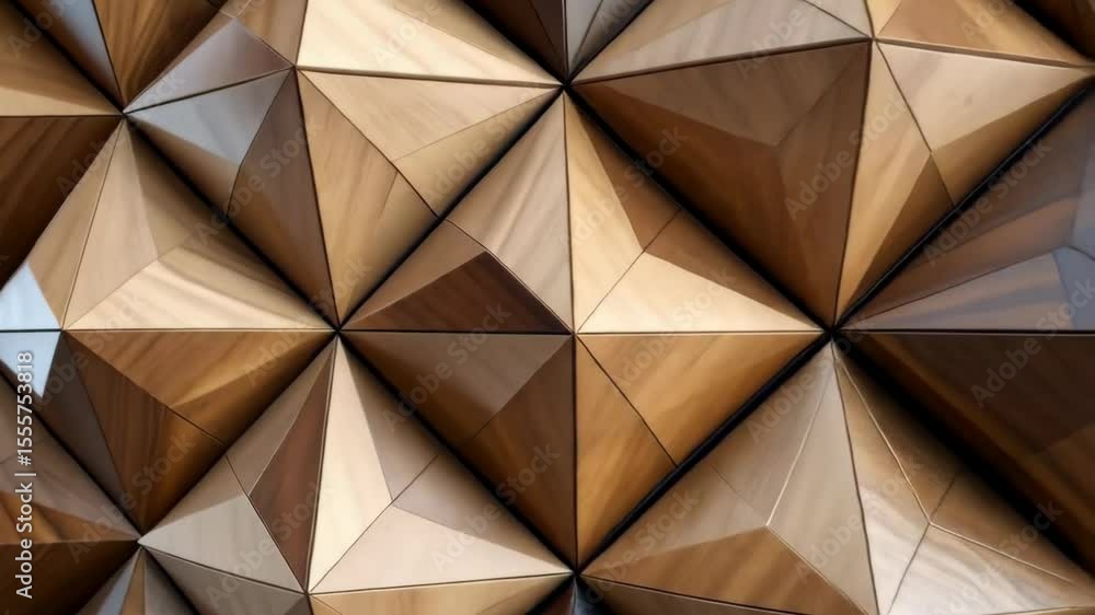 Poster geometric wooden triangular wall paneling with a three dimensional texture surface pattern and moder
