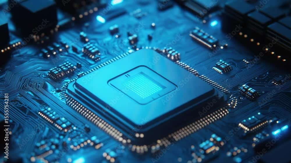 Aufkleber A close-up shot of a computer chip on a motherboard, suitable for use in technology-related contexts