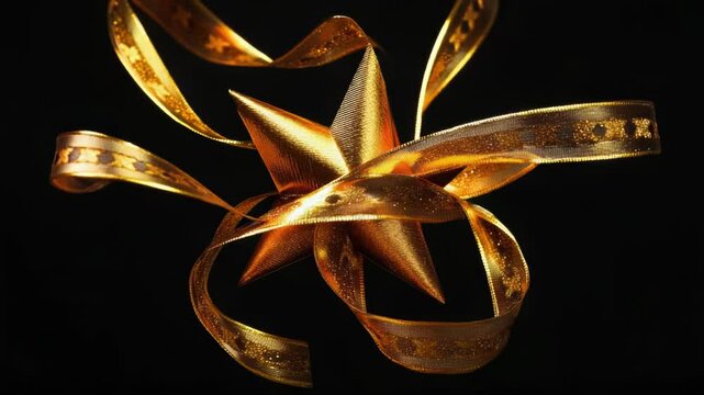 A gold ribbon with a star, ideal for awards or recognition