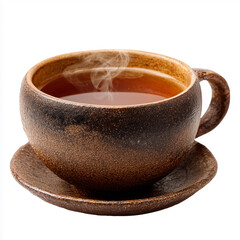 Hojicha tea in rustic ceramic teacup