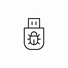 usb bug infected icon sign vector