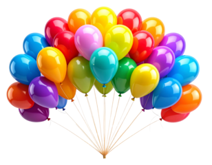 Rainbow Balloon Cluster Forming an Arc – Transparent PNG