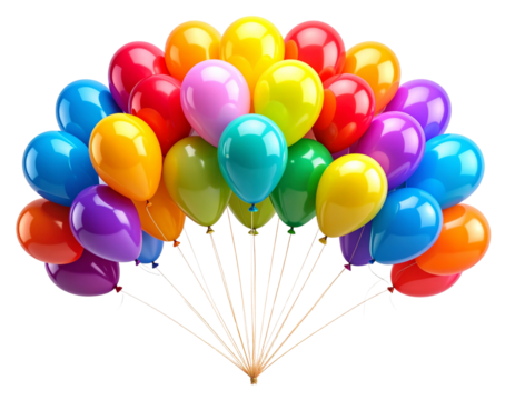 Rainbow Balloon Cluster Forming an Arc – Transparent PNG