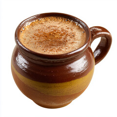 Mexican hot chocolate in clay mug