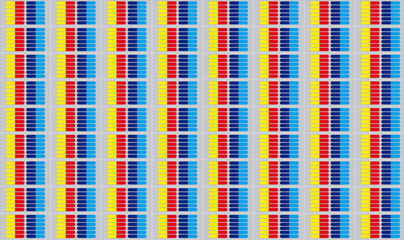 Modern striped seamless pattern with red blue yellow rectangles in vertical alignment for textile design wrapping background or digital art texture

