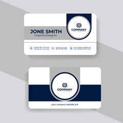Clean Navy Blue Business Card Design with Stylish Layout for Creative Professionals. Minimalist navy blue and white business card template perfect for professionals.