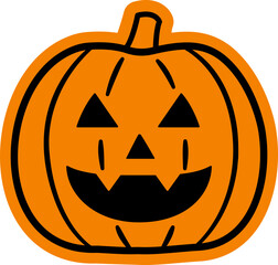 Jack o lantern pumpkin for halloween icon.
Halloween pumpkin sticker flat vector illustration isolated. 
Transparent background. SVG file.